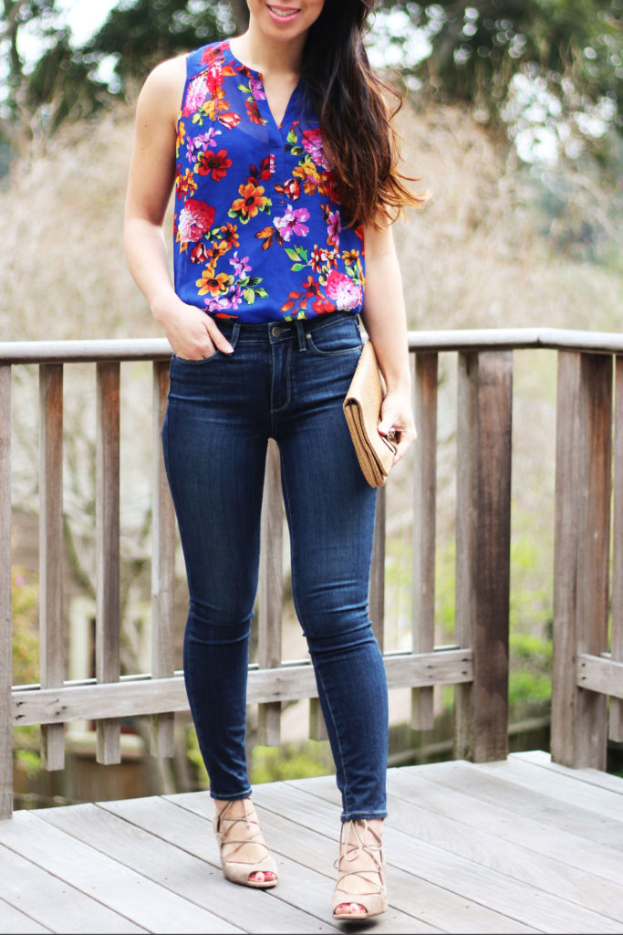 I am sharing over 18 floral tops from Stitch Fix and how I styled them. From distressed denim, platform sandals to mini purses, I love dressing up my Stitch Fix tops for spring. Keep reading to see how I styled my Stitch Fix tops for some stylish spring outfits.