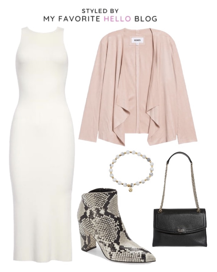 Nordstrom white dress with animal print booties