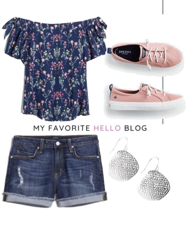 Stitch Fix outfit with denim shorts