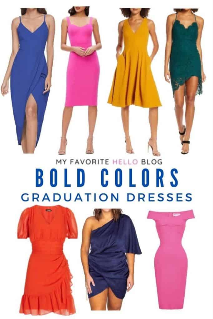 Graduation dress in a bright and bold color