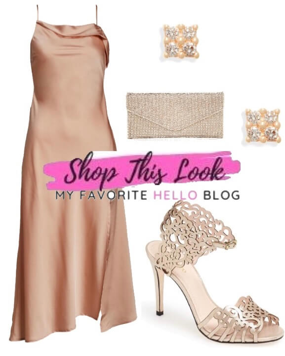 champagne shoes with blush dress