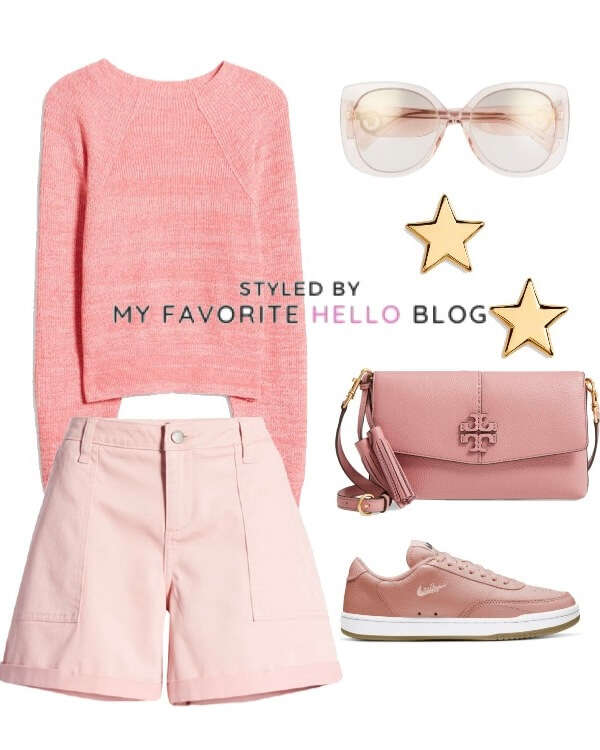 all pink pink shorts outfit