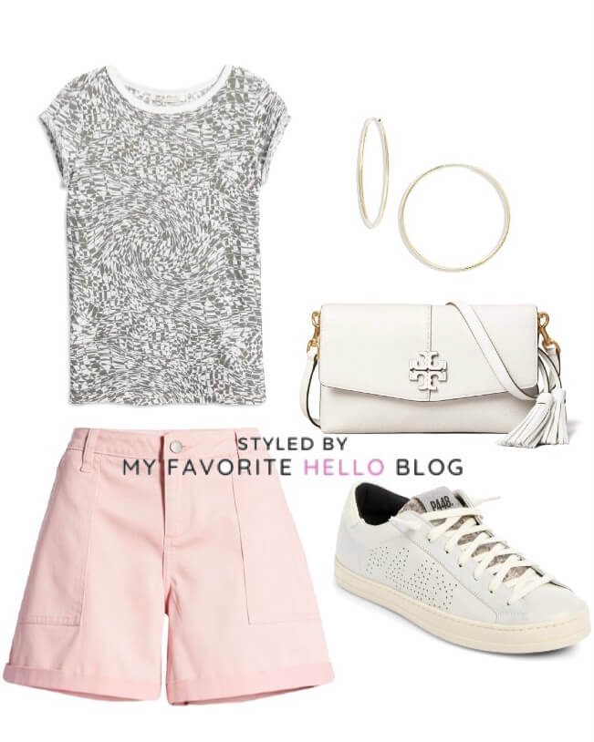 pink shorts with sneakers