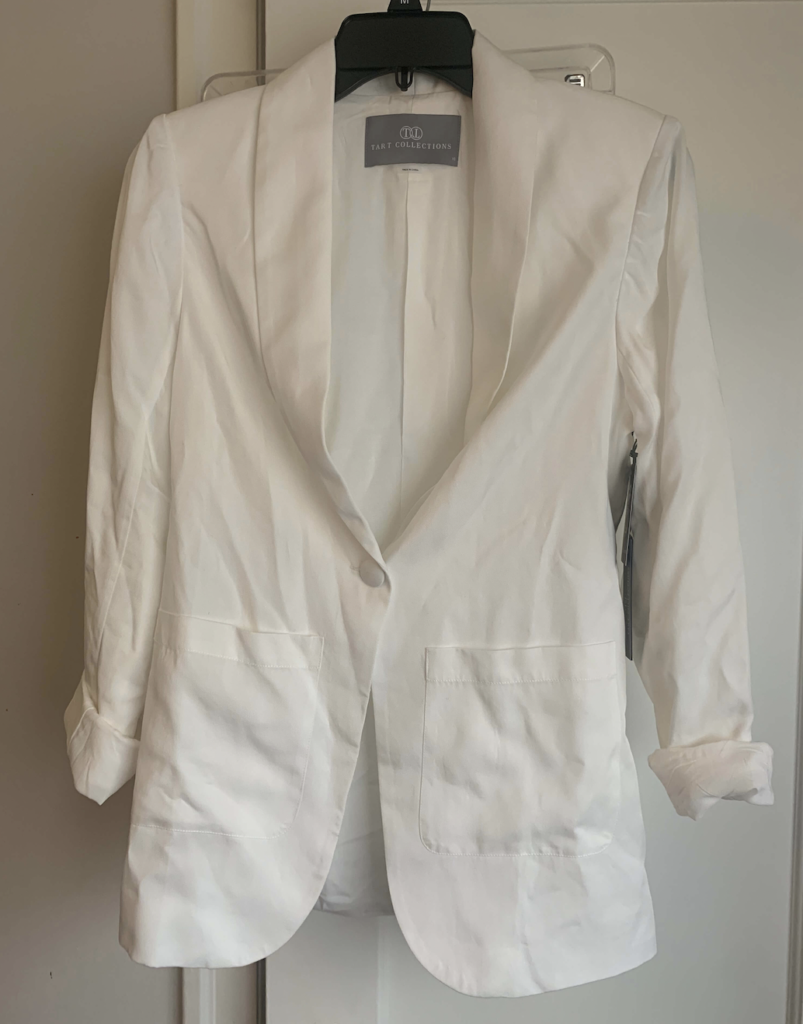 front door fashion white blazer