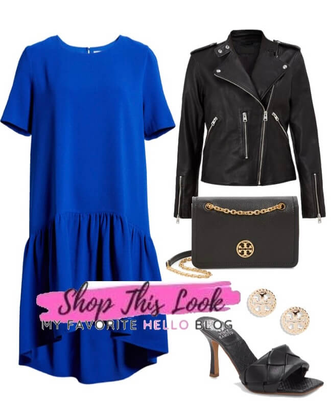 cobalt dress with black heels