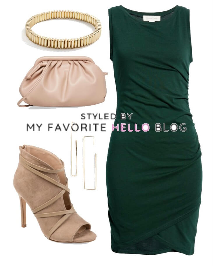 Dark Green Sleeveless Wrap Look Dress X29582 | LASCANA