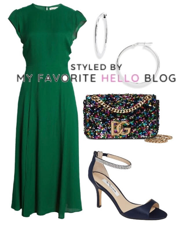 navy shoes with a green dress outfit