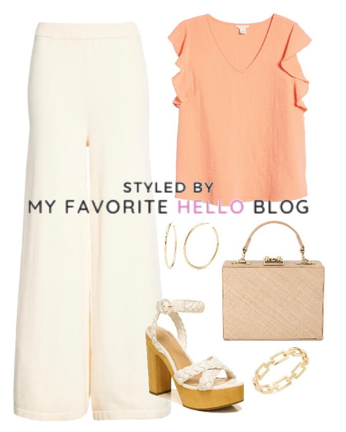 Cream Pants outfit with Coral Top