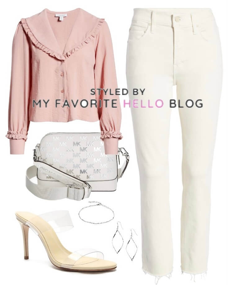 Outfit with cream pants and pink top