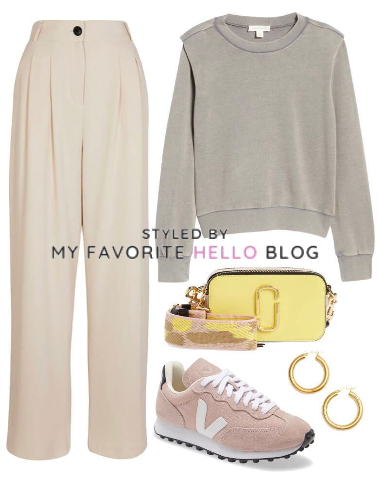 casual cream pants outfit