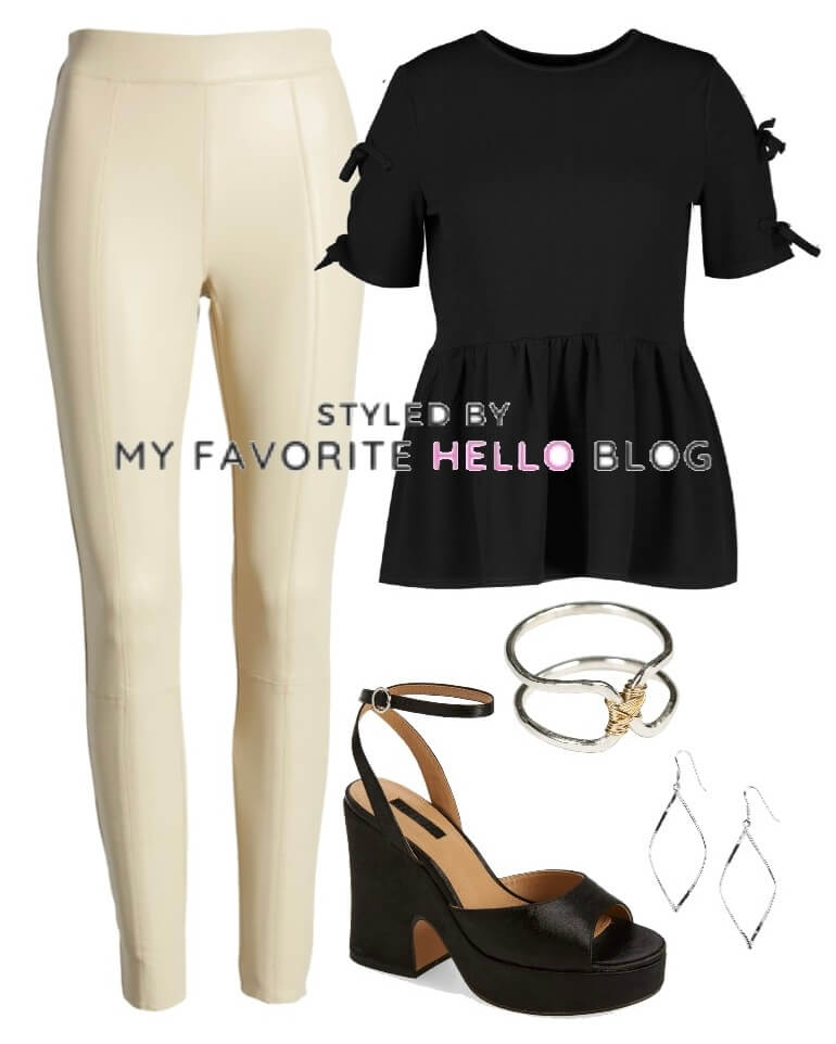 cream pants and black shoes outfit