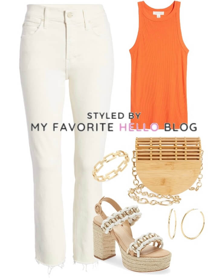 orange and cream pants outfit