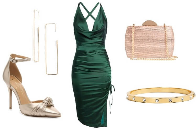 what color jewelry goes with green dress