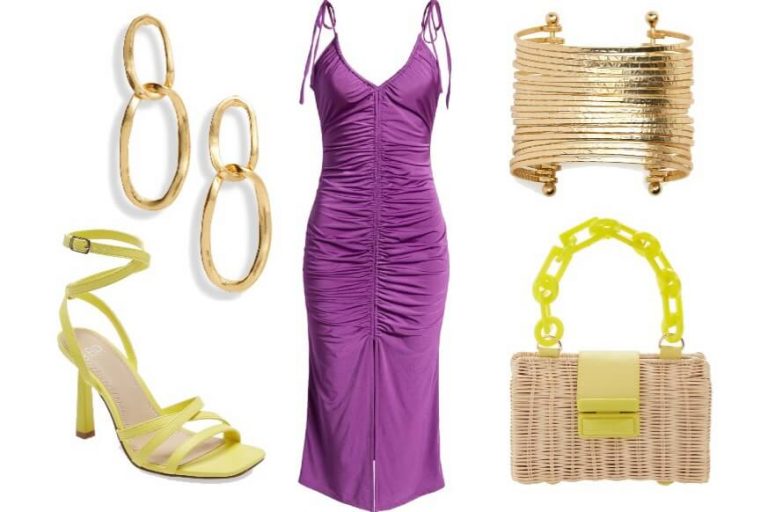 what color shoes to wear with purple dress