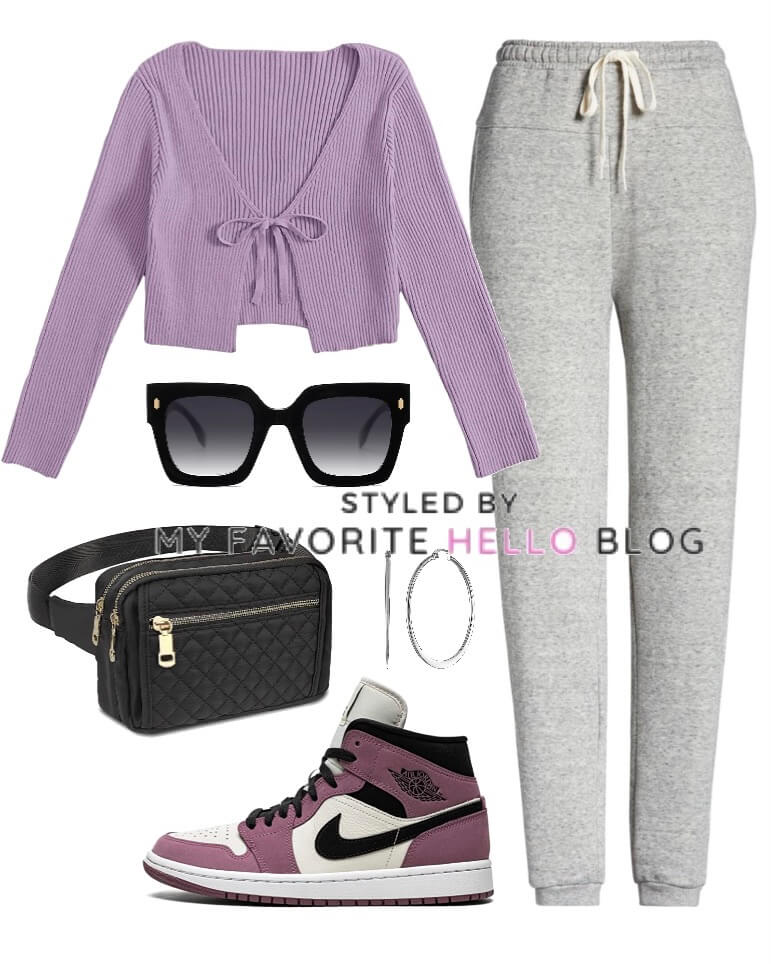 cute grey sweatpants outfits with sneakers