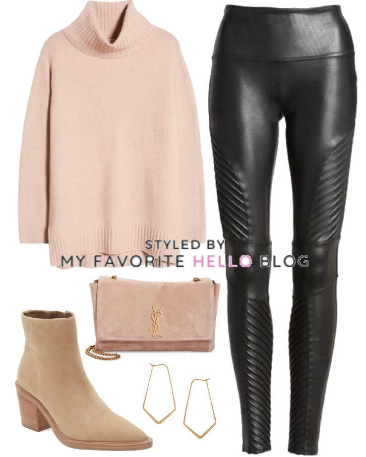 winter outfit with leather leggings