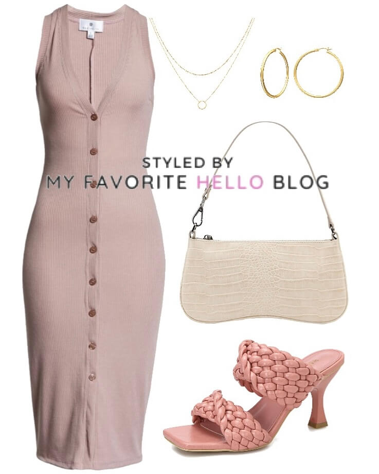 taupe and pink shoe outfit