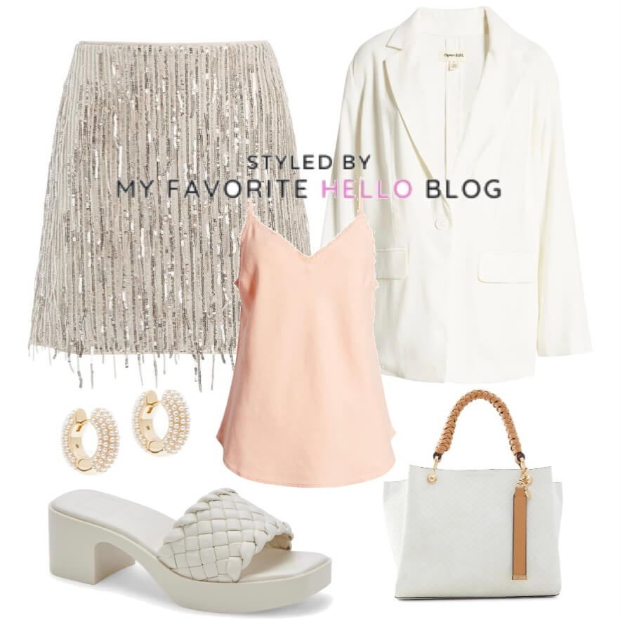 Sequin skirt work outfit