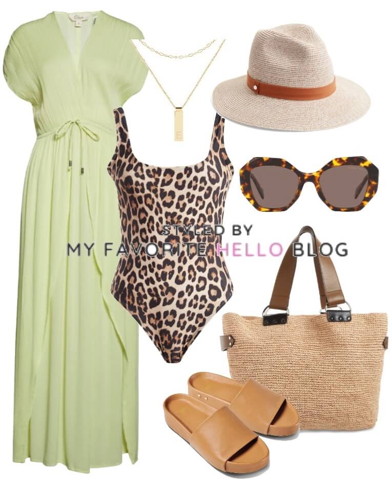 poolside outfit with one piece and coverup over 50