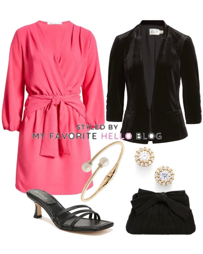 vegas show outfit with dress and jacket
