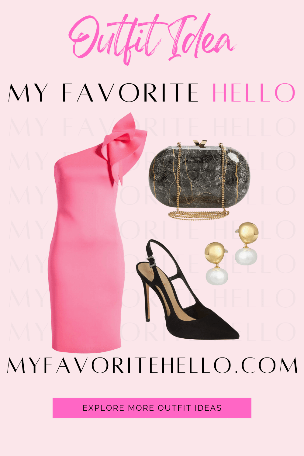 hot pink dress and black shoes Outfit Pink And Black Pumps Hot Pink Dress With Black Shoes Outfits (53 Ideas Outfits